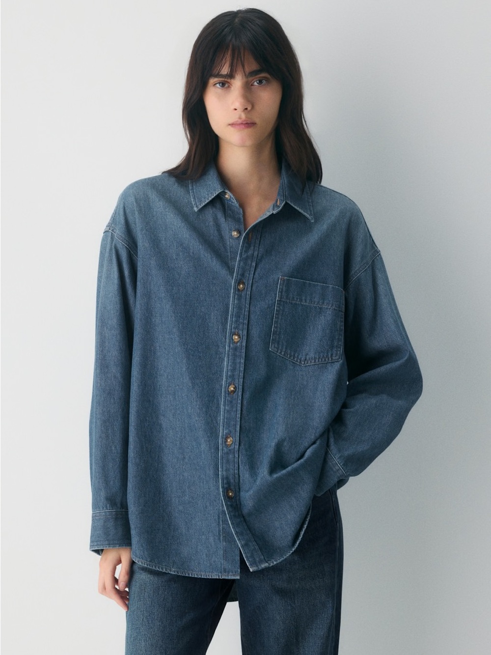 NWT- Aritzia Denim Forum The '80s Comfy Denim Shirt - Be About Dark Bleu Size XS